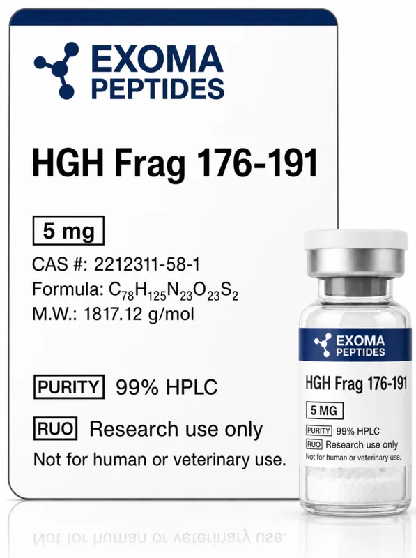 HGH Frag 176-191 5 mg — vial liofilizado de investigación, EXOMA Peptides México